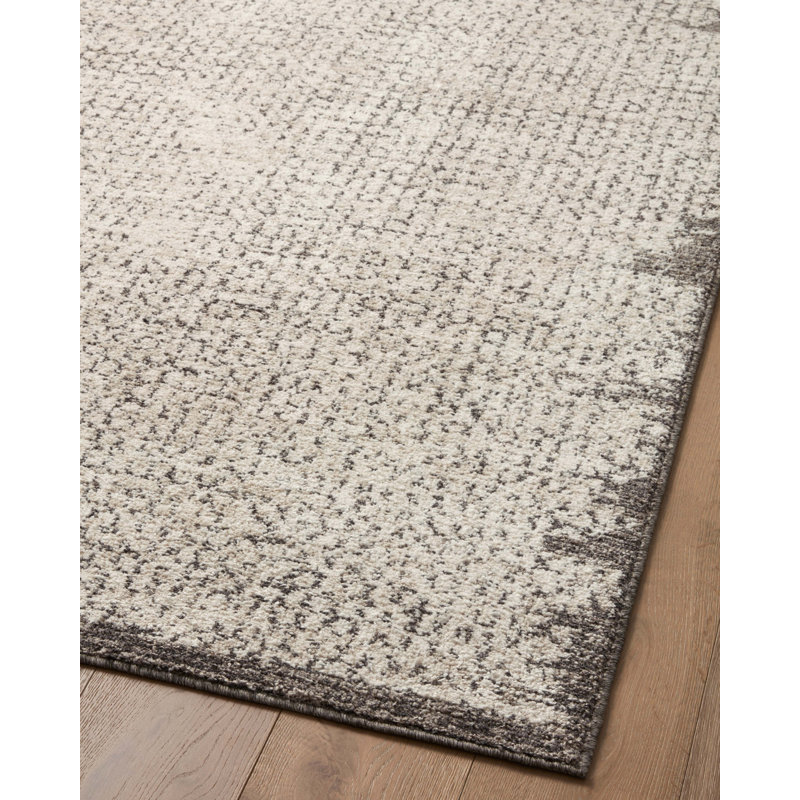 Ivory and Stone Hand-Knotted Synthetic Rectangular Rug, 11'-6" x 15'