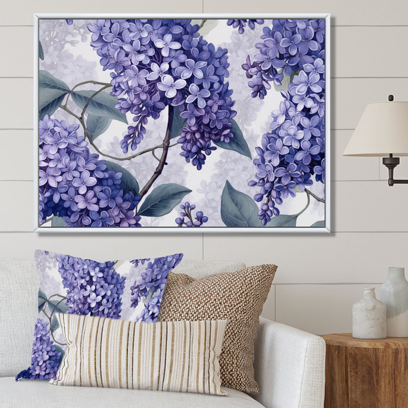 «Lilac mauve et gris», impression sur toile, Cadre flottant blanc, H 24 po x l 32 po x P 1 po