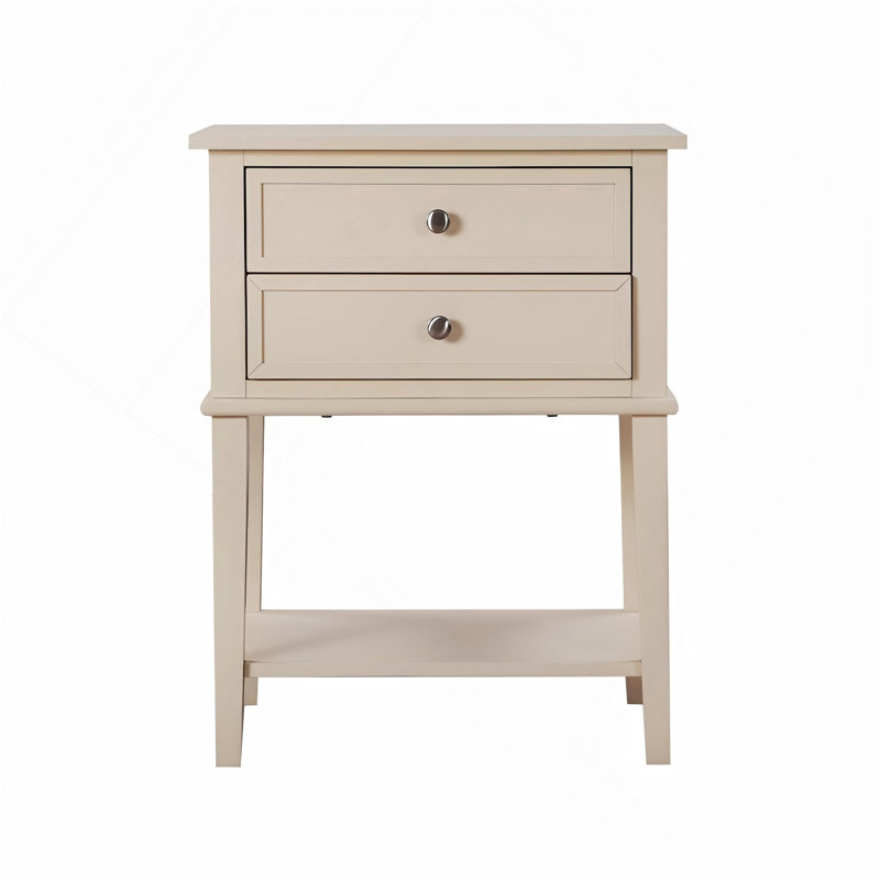 Élégante table de chevet champagne argentée, Beige