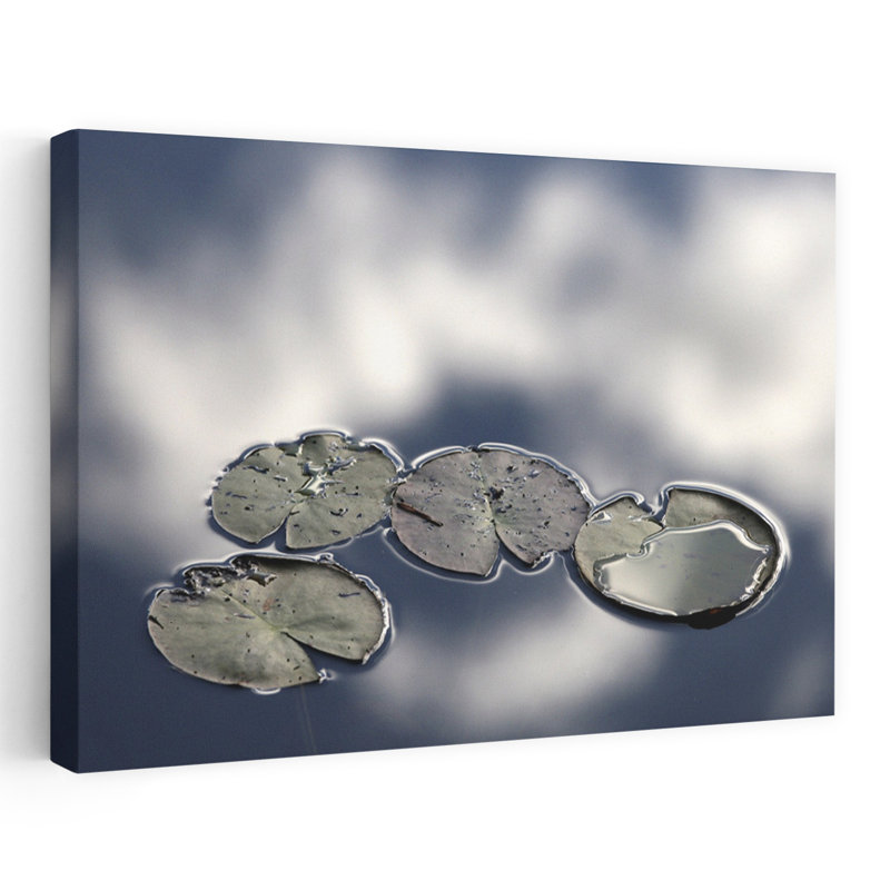 Art mural contemporain paysage de lis serein minimaliste, H 40 po x l 60 po