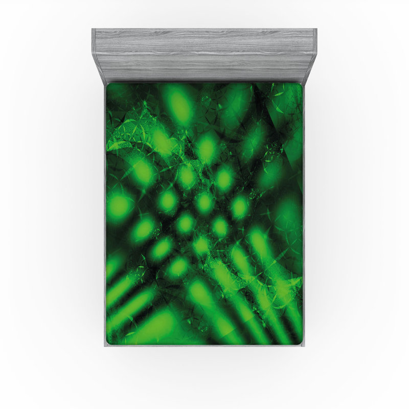 Drap-housse orange Ambesonne, Drap-housse très grand californien, Vert forêt / noir abstrait