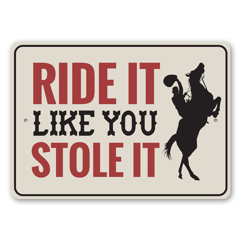 Panneau «Ride It Like You Stole It» en aluminium, H 10 po x l 14 po x P 0,04 po