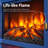 Afore 17-inch Freestanding Electric Fireplace Stove Heater Black Tempered Glass Design For Home Office Décor-1060974825