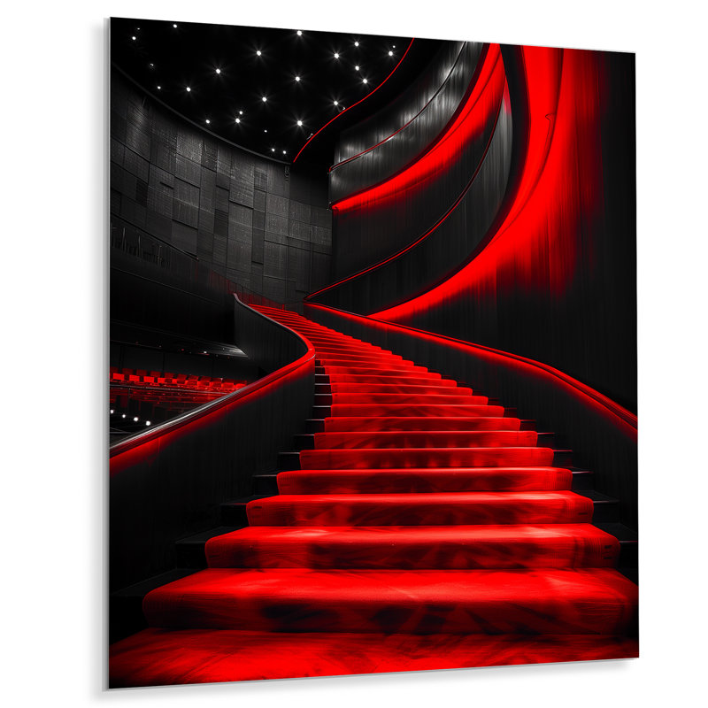 Monochromes harmoniques noires et rouges - salles de concert, H 34 po x l 44 po, Sans cadre