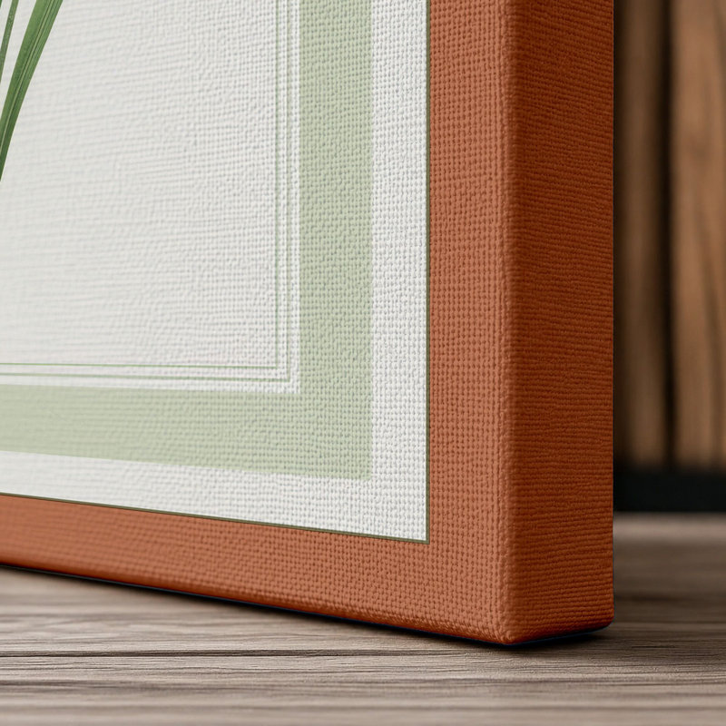 Blue Flower Study Botanical - Wrapped Canvas, 24x16 - 61.0 x 40.6 cm, Terracotta Border