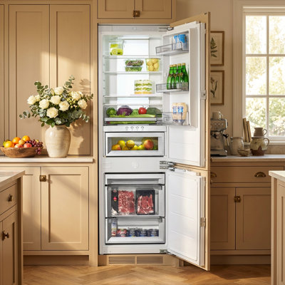 Calefort 9.71 Cu.Ft. Panel-Ready Fridge Built-In Bottom-Freezer Refrigerator with Reversible Doors, Quiet Operation, Energy Star, Cold Storage & Freezer Fridge, Seamless Cabinet Integrated refrigerator for Modern Kitchens