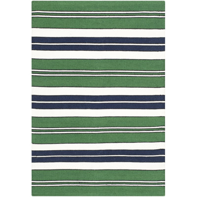 Racing Point Flatweave Striped Area Rug in Hedge Green/Dark Blue