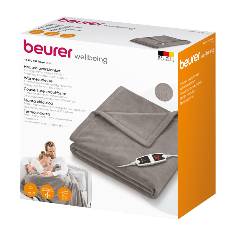 Beurer XXL Cosy Heated Throw 200x150cm, Taupe