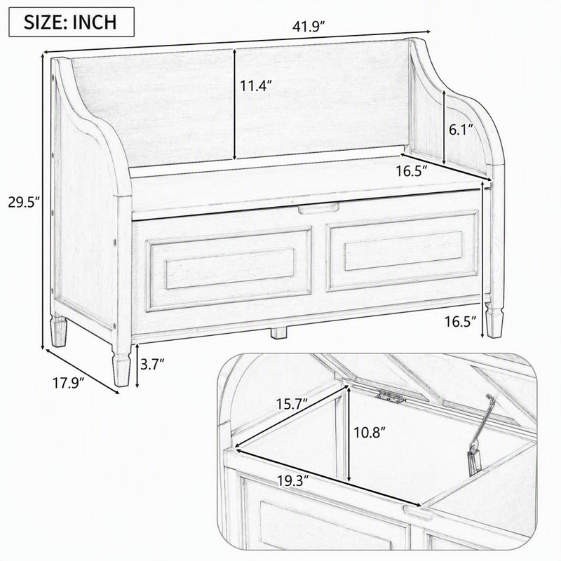 Banc de rangement rustique multifonctionnel