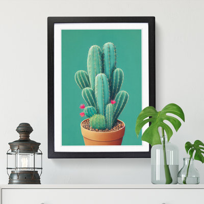 FRM-V0523-338X Cactus Cacti Kitsch 1 Piece Single Picture Frame Wall Art