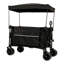 Chariot allongé pliable pliable avec auvent, capacité de poids de 480 lb, chariot de jardin pliant robuste avec grandes roues tout-terrain et porte-boissons, poche latérale et freins, moustiquaire