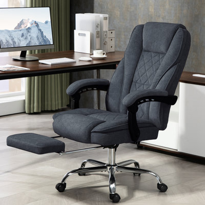 Fauteuil de bureau confortable avec 6 massages - repose-pieds réglable, chauffant, inclinable, réglable, pivotant, gris anthracite et fonction chauffante