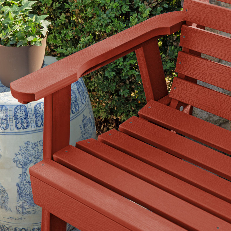 Banc de jardin en plastique Midwest, H 35 po x l 64 po x P 25 po, Rouge rustique