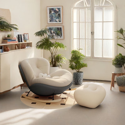 Modern Upholstered Rocking Chair with Ottoman by VIBORZ
