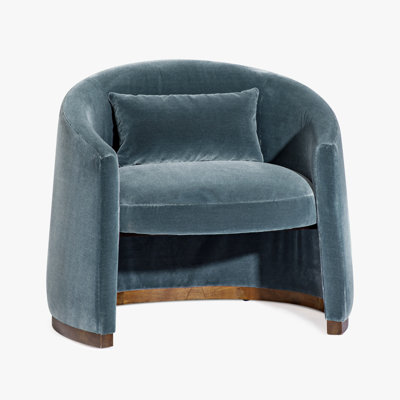Fauteuil d'appoint Kelby bleu sarcelle, structure en bois massif, revêtement en polyester mélangé, accoudoirs arrondis