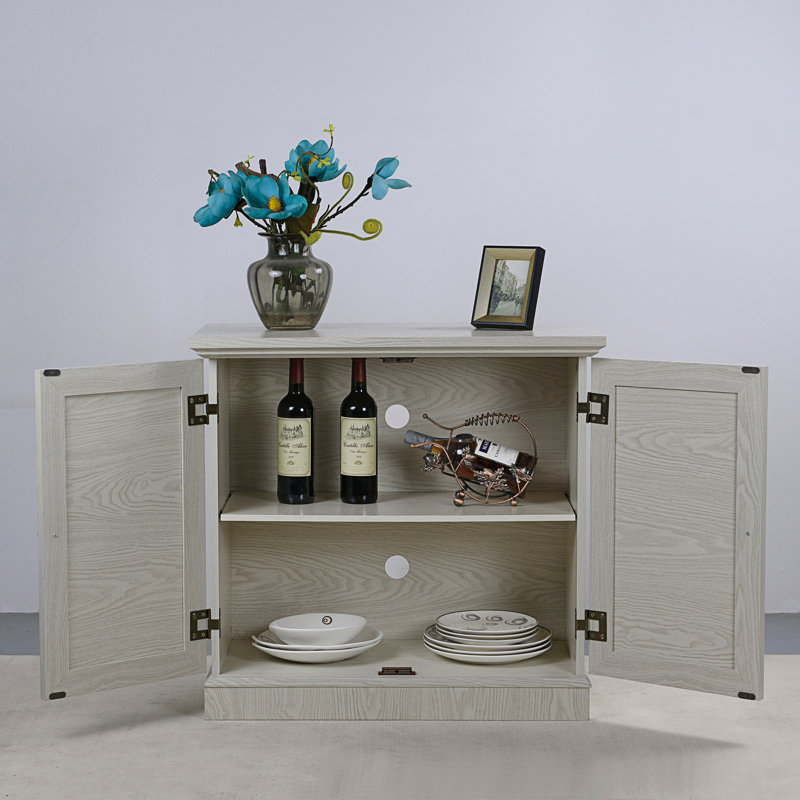 Storage Cabinet With Mirrored Doorsand Adjustable Shelf, White