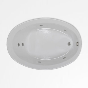 56" L x 38" W Drop In Whirlpool Acrylic Bathtub with Reversible Drain in White
