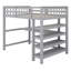 Lit mezzanine avec tablettes de rangement et bureau sous le lit-1408764016