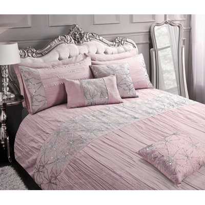Crinkle Glitter Sequin Panel Shimmering Duvet Set