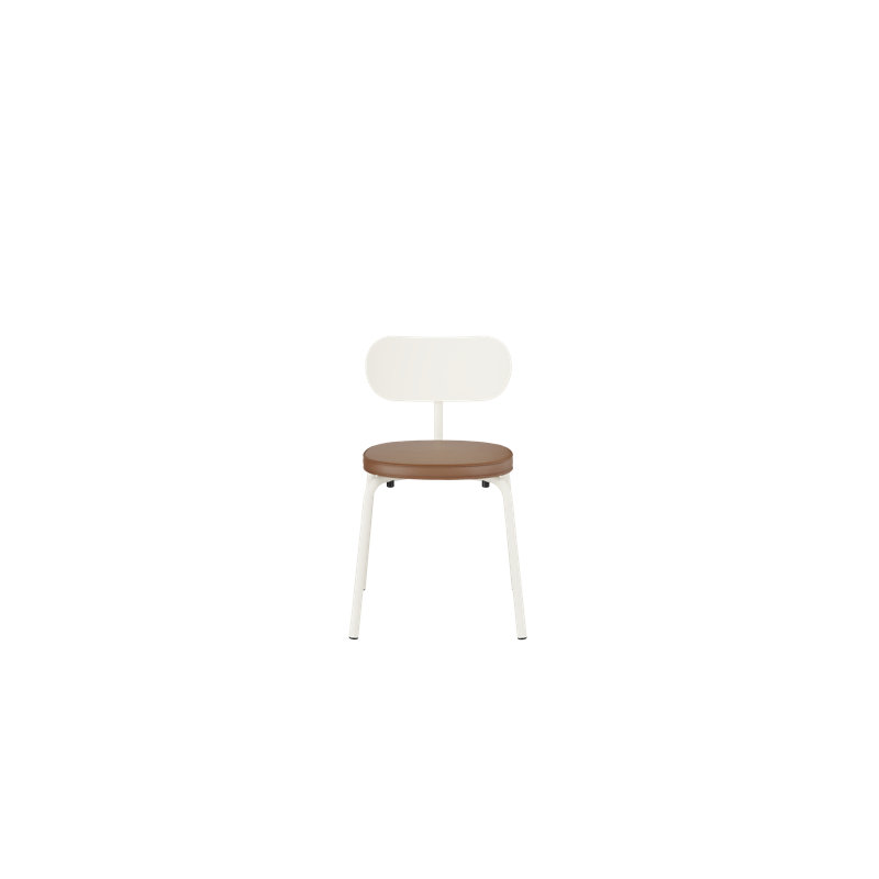 Chaise d'appoint en métal Khylia, Siège brun clair / base blanc pur