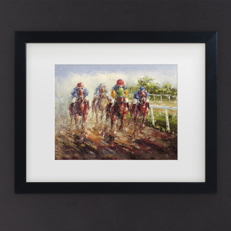«Kentucky Derby», reproduction sur toile, H 16 po x l 24 po x P 2 po, Cadre noir