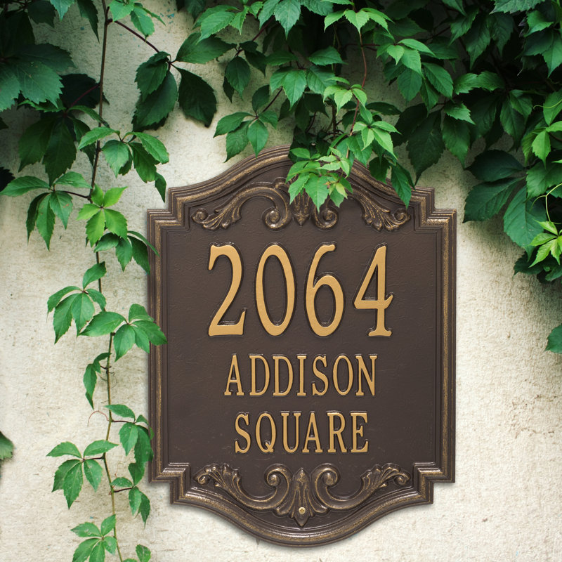 Signature Series 3-Line Wall Address Plaque, Bronze, Gold, Yes