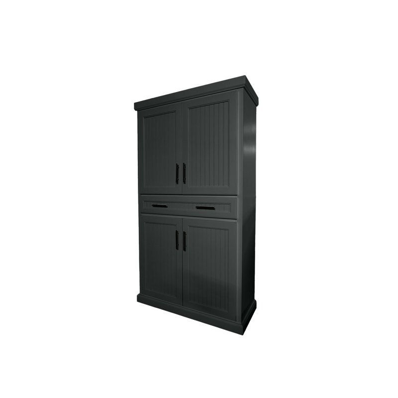 Garde-manger en bois massif avec tiroir Coastal, Gris
