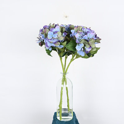Arrangement floral d'hortensia artificiel dans un vase, feuillage de verdure, longue tige artificielle avec de l'eau artificielle pour les centres de table de salle à manger, décoration de fête de mariage pour bureau à domicile