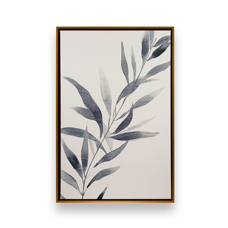 Monochrome Botanica V1 par Golden Glow Interiors, Cadre flottant or poli, H 32 po x l 22 po x P 1,75 po