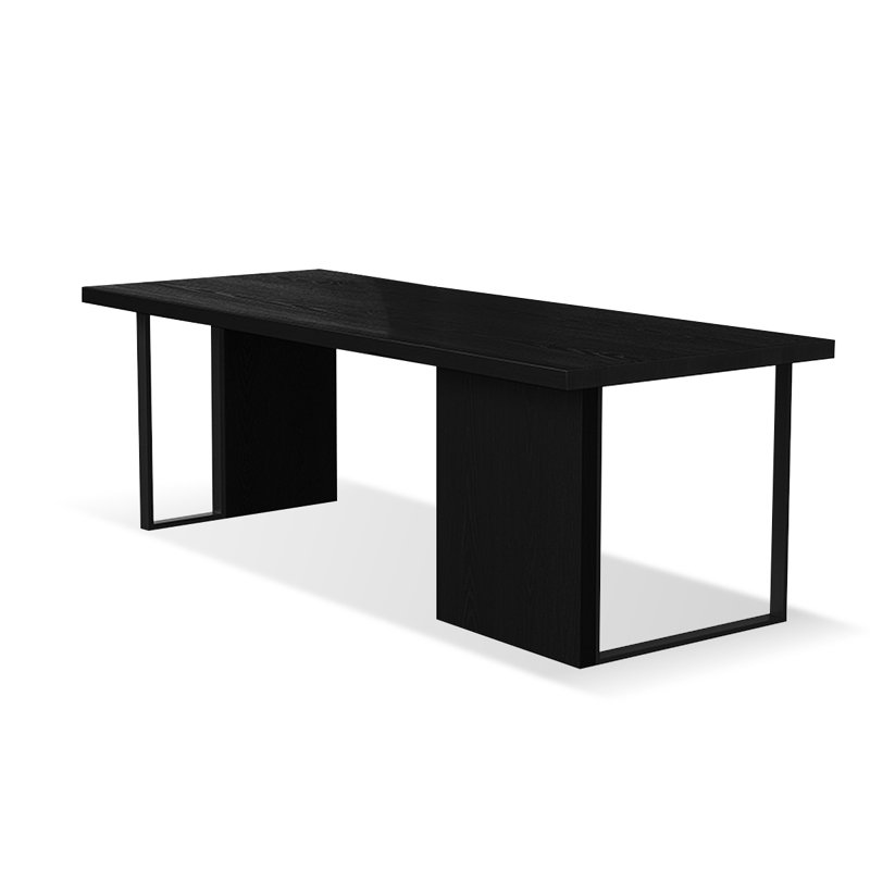 Black Rectangular Solid Wood desk, 29.53" H x 94.49" W x 31.5" D