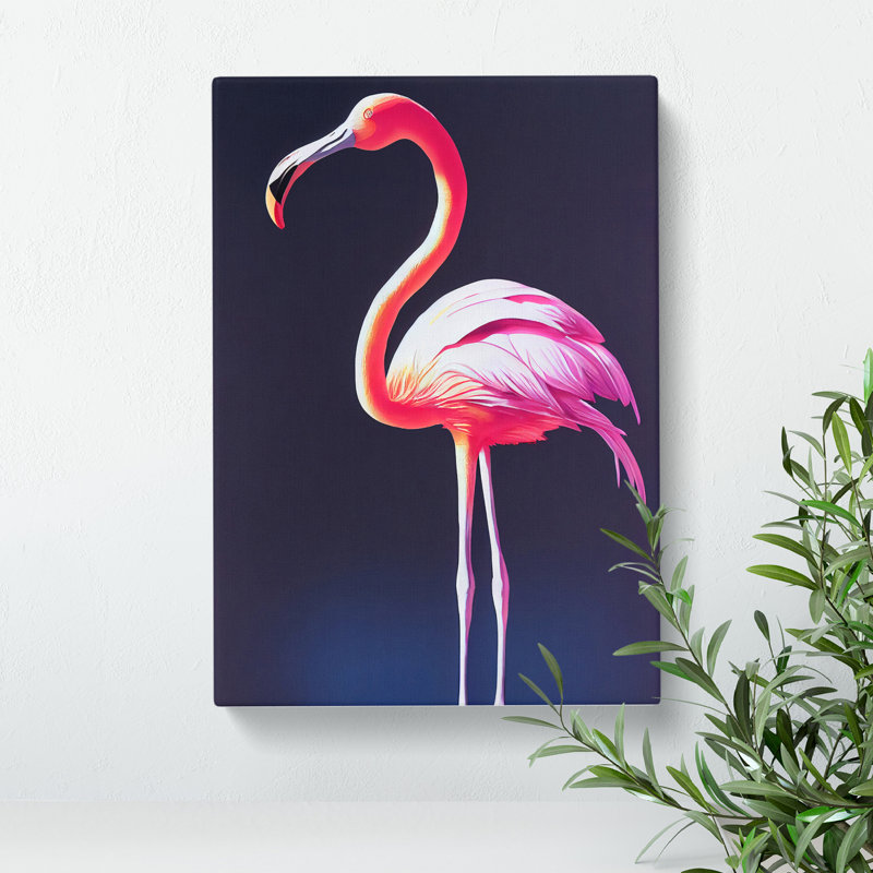 Portrait Of A Flamingo - Wrapped Canvas Print, 50cm H x 35cm W