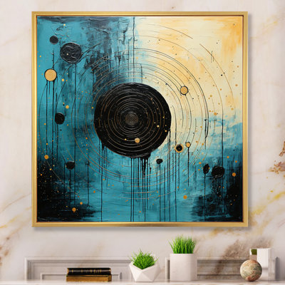 Sarcelle et noir Minimalisme lune I - impression sur toile tendue