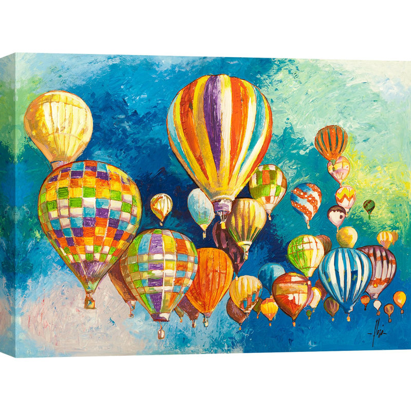 Hot Air Balloons Suspended in the Sky II 1 Piece Wrapped Canvas Painting, 70cm H x 100cm W x 4cm D