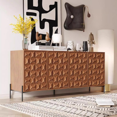 Italian Style Light Luxury Carved Sideboard