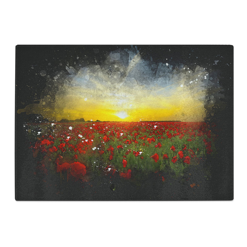 Field of Poppies Vol.3 Paint Splash Chopping Board, 0.4cm H x 28.5cm W x 39cm L