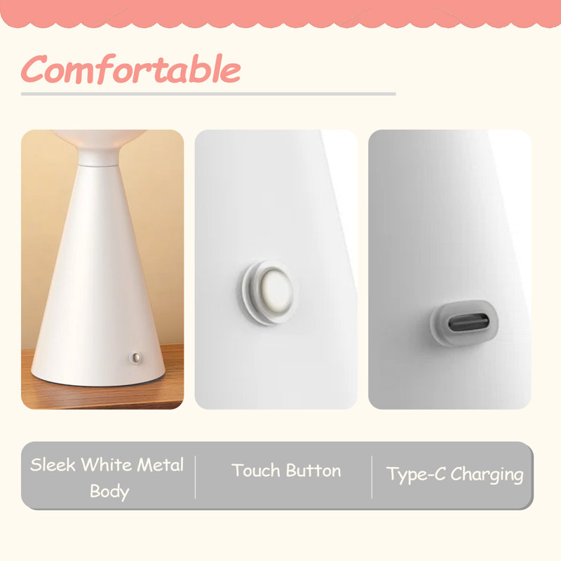 Lampe de table minimaliste d'intérieur moderne 13 po, lampe de bureau à intensité variable à 3 voies avec design américain Creative Cone, éclairage de chambre circulaire à DEL en cristal (paquet de 1)
