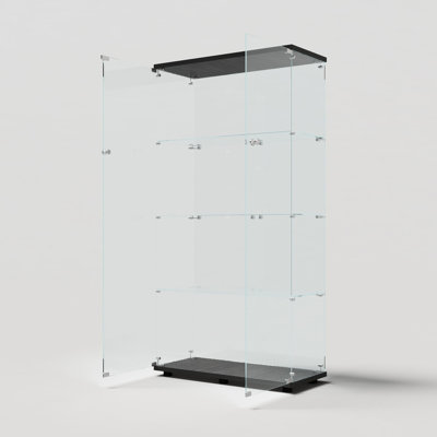 Armoire à vin avec verre trempé, noir, pieds réglables pour sols inégaux et stabilité