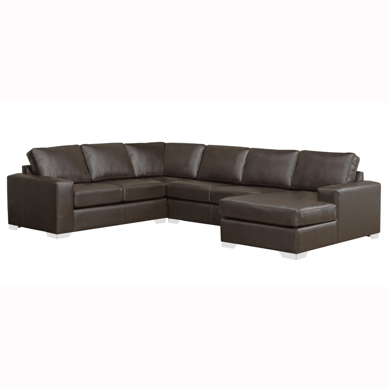 Crooke Upholstered U-Shaped Sectional Left Hand Facing, Chocolate Genuine Leather