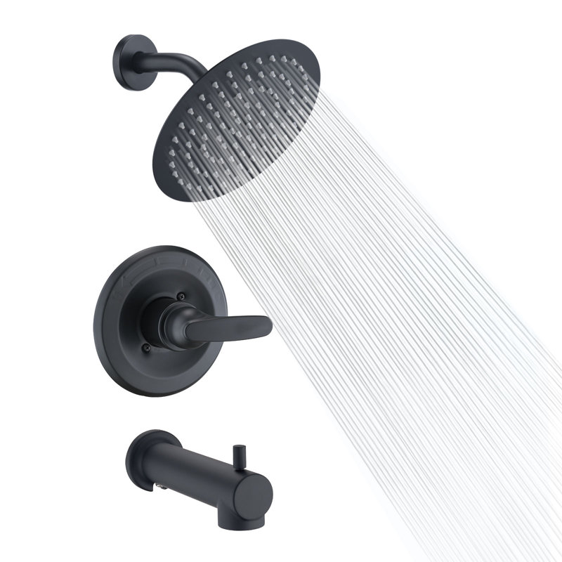 Tub Shower Faucet Set, High Pressure 8" Round Rain Shower Head (Valve/Cartridge Not Included), Matte Black