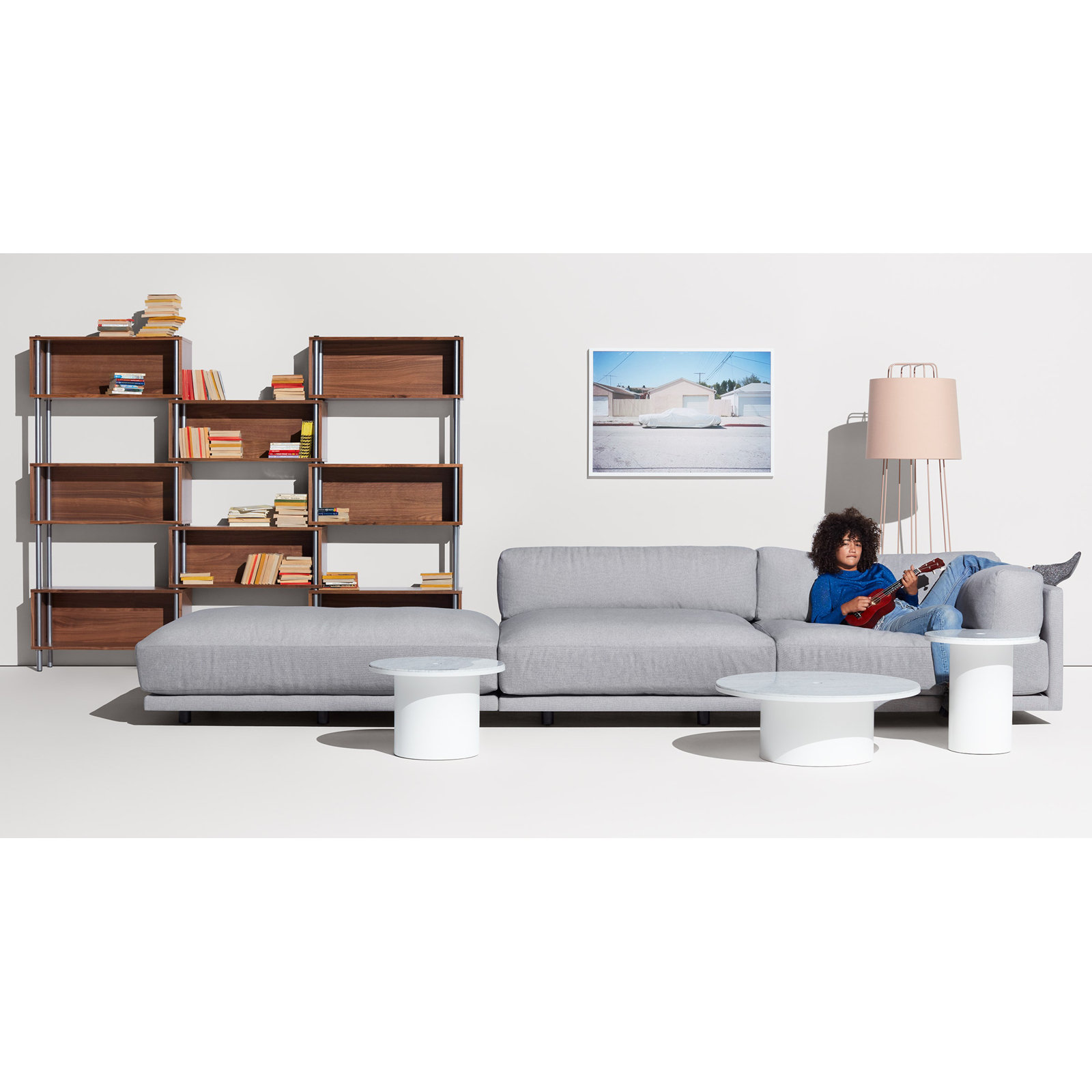 Chicago Wide Bookcase, Steel/Walnut