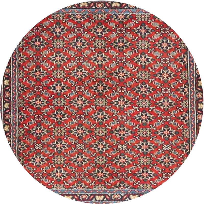 Tapis de zone rouge/vert contemporaine, Rond 4 pi