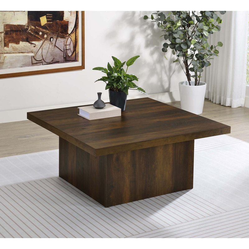 Rustic Sculptural Engineered Wood Coffee Table, Dark Brown