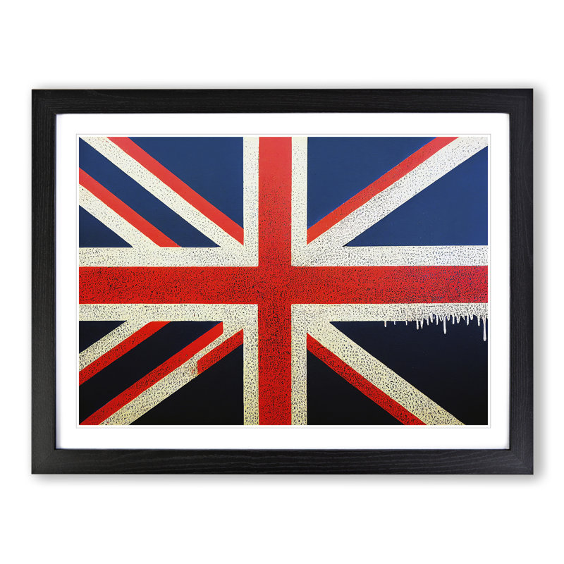 XH1022-6700X Painted Union Jack Flag Vol.3 Abstract - Single Picture Frame Print, Black, 25cm H x 34cm W x 2cm D