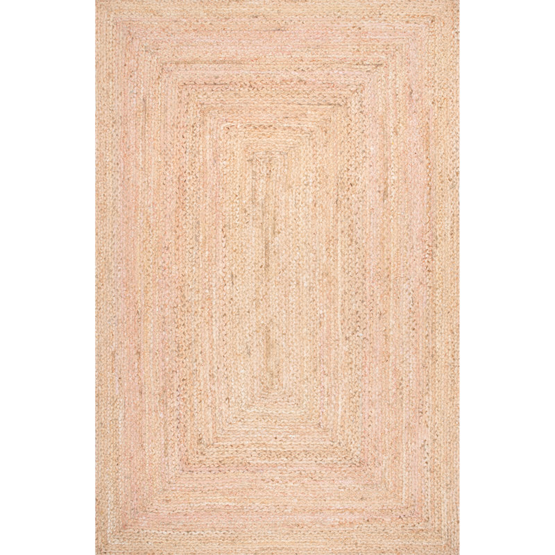 Tapis décoratif en jute tressé à la main delasandro/coton beige/brun, Rectangle 4 pi x 6 pi