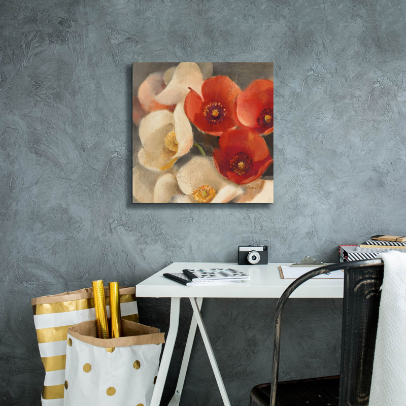 Poppies Bloom, art mural sur toile 3 po par Albena Hristova, 18 po x 18 po