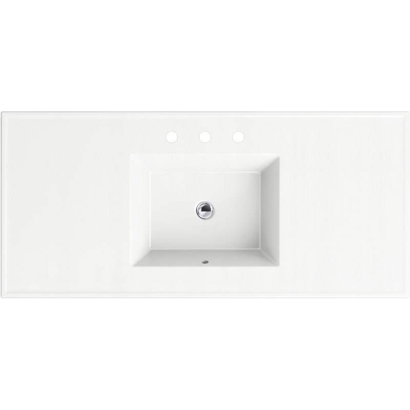 CeramicImpressions 49 In. Rectangular Vanity-Top Bathroom Sink with 8 In. Centerset Faucet Holes, White, Rectangular