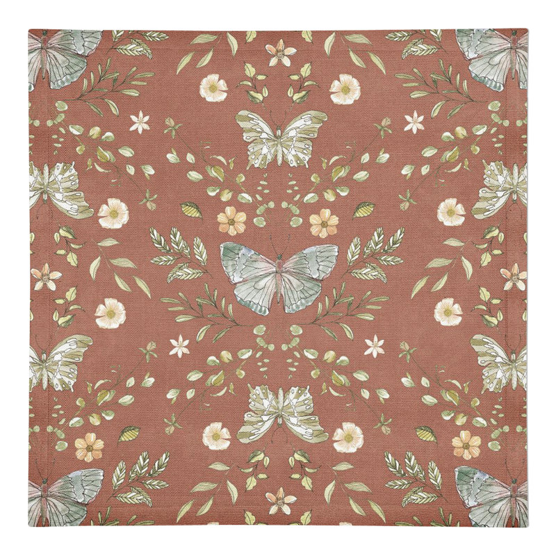 Amke Cotton Twill Floral Rectangle Napkin, Orange