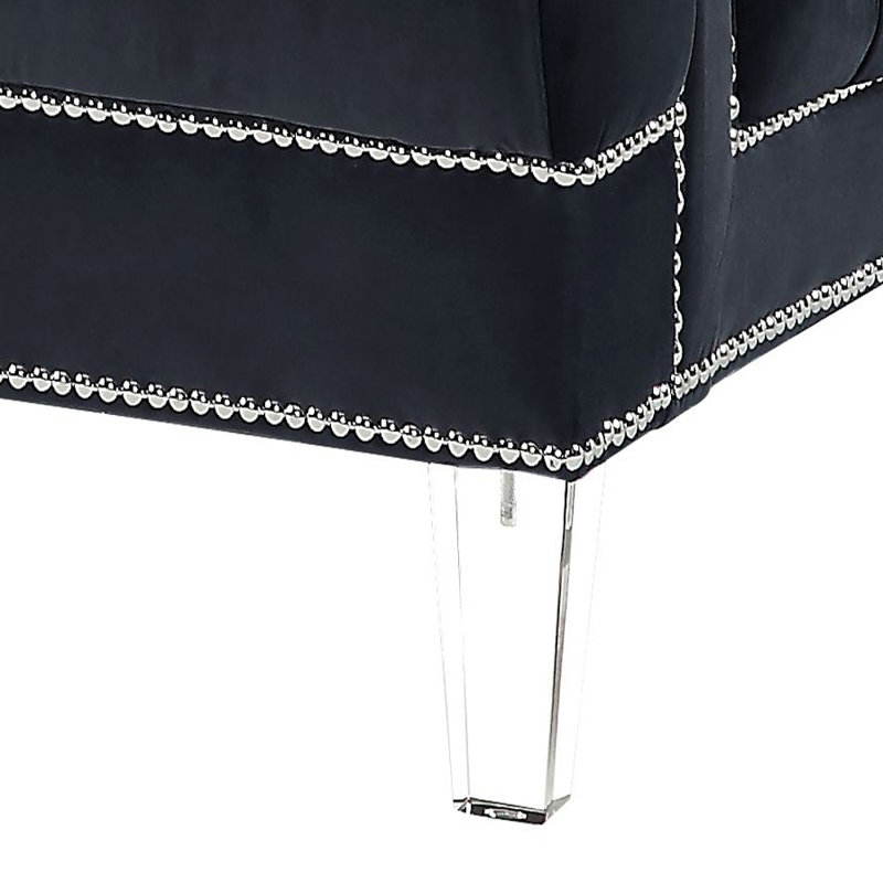 Causeuse en velours Hauteur de 64 po, Gris anthracite