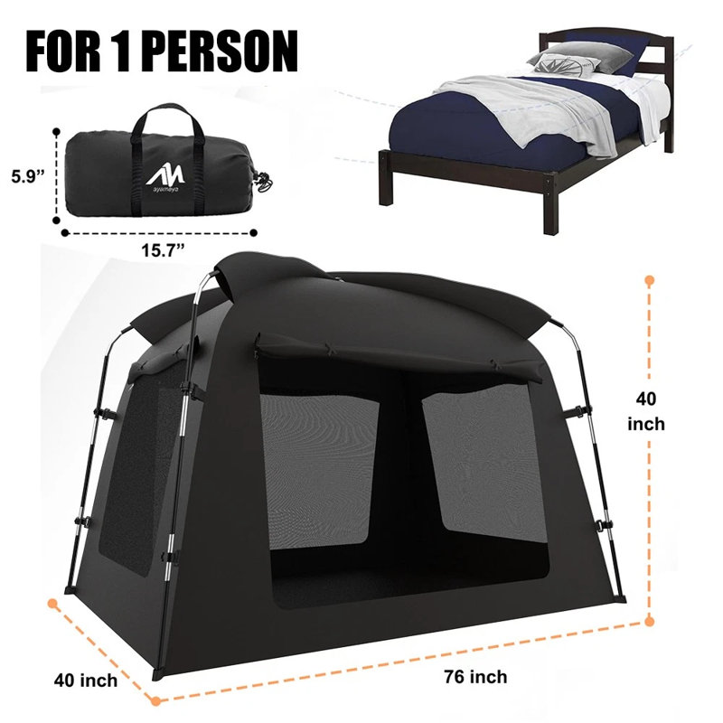 Auvent de lit pour tentes d'intimité pour enfants et adultes, 80% occultant, H 40 po x l 46 po x P 40 po, 1 Personne