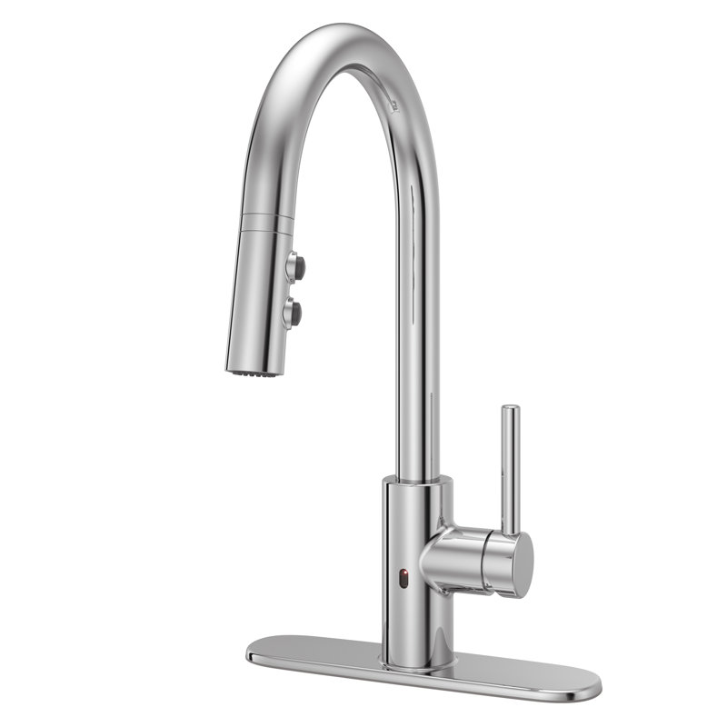 Stellen Pull Down Touchless Single Handle Kitchen Faucet, Polished Chrome